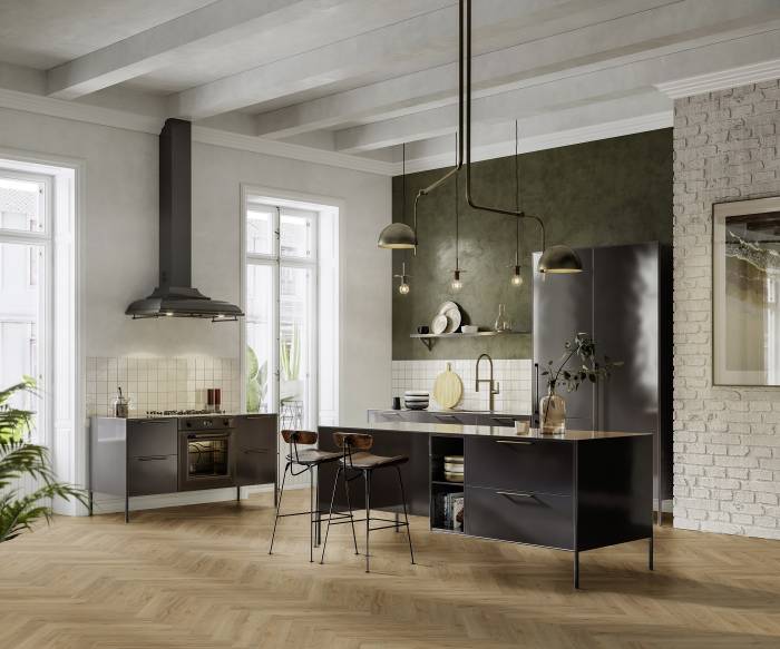 Miner�lna kompozitn� podlaha SolidLOCK do kuchyne v dizajne Herringbone