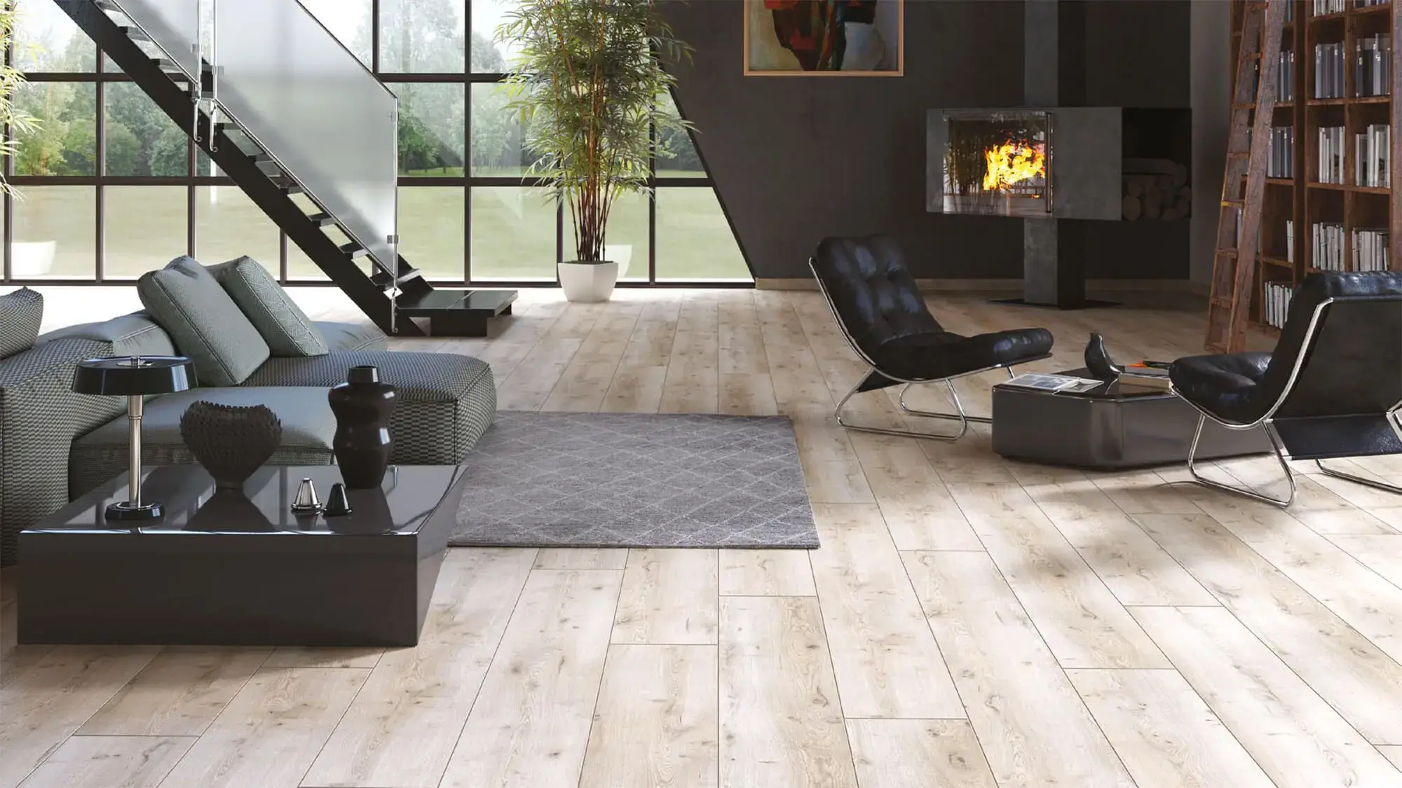 Interiér s laminátovou podlahou ARTEO Dub Yellowstone so zľavou 15%, elegantný dizajn imitujúci prírodné drevo